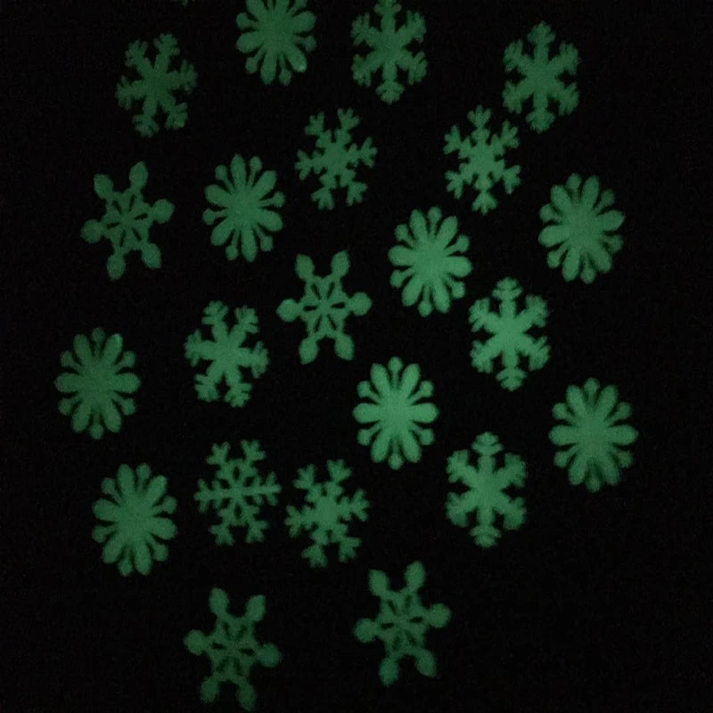 50pcs Luminous Snowflakes Wall Sticker Winter Frozen Party DIY Ornaments Christmas Decorations for Home Navidad Fake Snow Decor