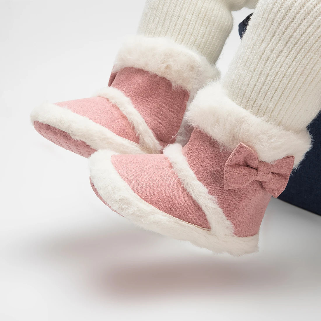 Baby Shoes Newborn Warm Winter Booties Christmas Socks Cute Bow Fleece Snow Boot Soft Toddler Boys Girls Anti-slip Crib Shoes