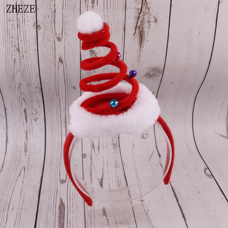 Trendy Christmas Headbands For Children Girls Xmas Tree Party Hats Hair Band Clasp Head Hoop Decoration Accessories Gifts