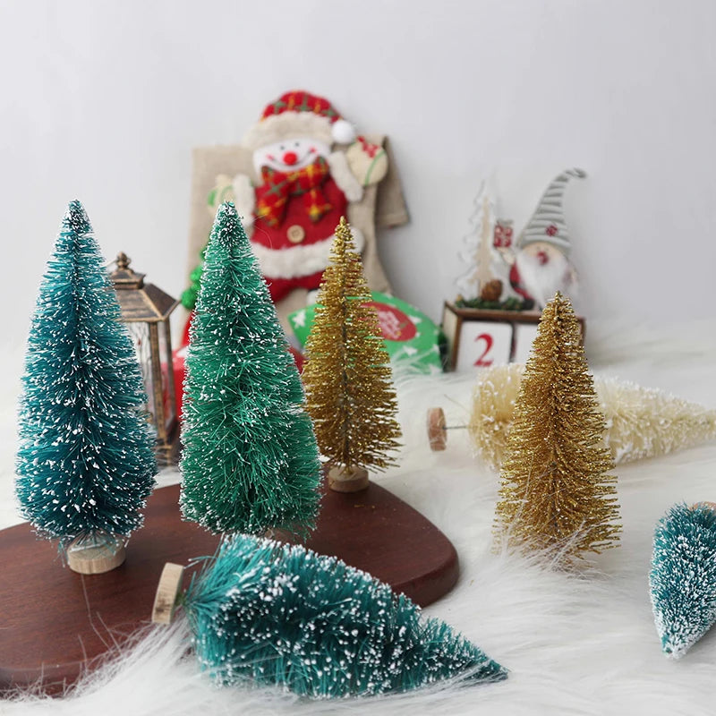 8pcs/set Mini Christmas Tree Artificial Pine Small Christmas Tree Xmas Party Home Table Decoration New Year Navidad Supplies